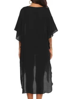 Women's Swimwear Cover Up Beach Dress Normal Swimsuit Splice Floral White Black Navy Blue V Wire Bathing Suits New Vacation Fashion /y / Modern -HANs Plus Size Style Shop ljwthe1652335467915