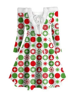 Women's Christmas Swing Dress Vintage Dress Mini Dress Green Blue Light Green Beige Gray Black Long Sleeve Santa Claus Snowman Snowflake Backless Feather Print Winter Fall Off Shoulder Stylish Elegant -HANs Plus Size Style Shop llactb1666343935518