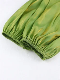 Women's Plus Size Curve Shirt Dress Casual Dress Satin Dress Plain Midi Dress Half Sleeve Ruched Ruffle V Neck Fashion Daily Green Fall Winter XL XXL 3XL 4XL -HANs Plus Size Style Shop lljddl1694425971768