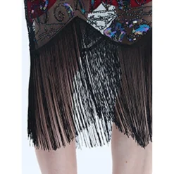Women's Retro 1920s Fringe Dress Midi Dress Party Halloween Sequins Tassel Fringe Floral V Neck Short Sleeve Regular Fit Spring Fall 2023 Black Red S M L XL -HANs Plus Size Style Shop lmhyak1692849729865