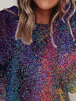 Women‘s Sweatshirt Dress Winter Dress Mini Dress Purple Long Sleeve Color Gradient Print Winter Fall Crew Neck Casual Fall Dress Loose Fit 2022 S M L XL XXL 3XL -HANs Plus Size Style Shop ltaedj1657526773912