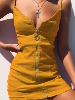 Women's Sheath Dress Mini Dress Black White Red Sleeveless Pure Color Zipper Spring Summer Spaghetti Strap Stylish Party 2022 XS S M L XL XXL 3XL -HANs Plus Size Style Shop lvbaoj1638356121780