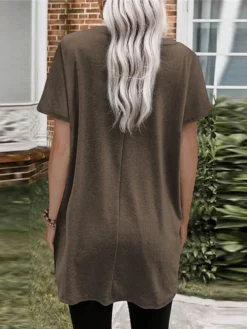 Women's Casual Dress T Shirt Dress Tee Dress Shift Dress Mini Dress Black White Pink Short Sleeve Pure Color Pocket Summer Spring Crew Neck Classic Loose Fit 2023 S M L XL XXL -HANs Plus Size Style Shop lyudwz1670920582297