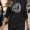Women's Casual Dress Sweatshirt Dress Winter Dress Letter Football Print Crew Neck Mini Dress Fashion Streetwear Outdoor Daily Long Sleeve Loose Fit Black Fall Winter S M L XL XXL