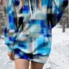 Women's Casual Dress Hoodie Dress Winter Dress Plaid Print Hooded Mini Dress Fashion Streetwear Outdoor Daily Long Sleeve Loose Fit Red Blue Green Fall Winter S M L XL XXL