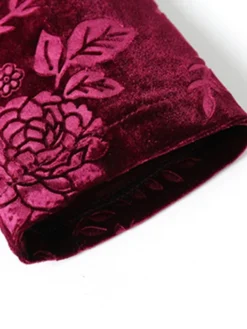 Women‘s Plus Size Curve Party Dress Cocktail Dress Wedding Guest Dress Midi Dress Wine Blue Purple 3/4 Length Sleeve Pure Color Jacquard Spring Fall Winter V Neck Fashion Winter Dress Wedding Guest -HANs Plus Size Style Shop mbqnni1691400086282