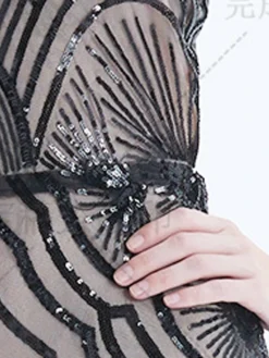 Women's Retro 1920s Sequin Dress Long Dress Maxi Dress Party Evening Party Sequins Backless Geometric Halter Neck Sleeveless Regular Fit Spring Fall 2023 Black Gold S M L XL -HANs Plus Size Style Shop mhkdqf1692942409620