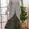 Women's Plus Size Curve Casual Dress A Line Dress Floral Dress Solid Color Floral Long Dress Maxi Dress Long Sleeve Fake Two Piece Crew Neck Fashion Party Green Fall Winter XL XXL 3XL 4XL