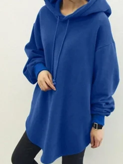 Women's Casual Dress Hoodie Dress Mini Dress Daily Casual Outdoor Vacation Going Out Hoodie Pocket Pure Color Regular Fit Black Blue Gray S M L XL XXL -HANs Plus Size Style Shop mkfqvq1695027786456