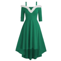 Women's Christmas Swing Dress Skater Dress Green Red Black Long Sleeve Pure Color Cold Shoulder Plus High Low Winter Fall V Neck Classic ModernFall Dress Slim 2022 S M L XL 2XL 3XL / Winter Dress -HANs Plus Size Style Shop moezij1665747075714