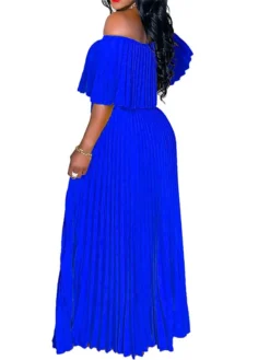 Women‘s Plus Size Curve Party Dress Pure Color Off Shoulder Half Sleeve Spring Fall Elegant Prom Dress Maxi Long Dress Party Dress -HANs Plus Size Style Shop mqievc1663320361332