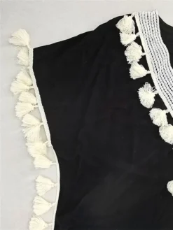 Women's Long Dress Maxi Dress Casual Dress Swing Dress Kaftan Dress Print Fashion Streetwear Outdoor Daily Vacation Tassel Fringe Patchwork Short Sleeve V Neck Dress Loose Fit Black White Light Purple -HANs Plus Size Style Shop mqmomd1676277804145