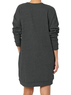 Women's Casual Dress Sweatshirt Dress Shift Dress Mini Dress Pocket Outdoor Street Daily Active Fashion V Neck Long Sleeve 2023 Loose Fit Black Wine Dark Grey Color S M L XL XXL Size -HANs Plus Size Style Shop mrzgiu1694591872797