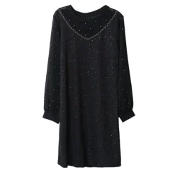 Women's Plus Size Curve Party Dress Cocktail Dress Sheath Dress Solid Color Midi Dress Long Sleeve Mesh Patchwork Crew Neck Fashion Party Black Fall Winter L XL XXL 3XL 4XL -HANs Plus Size Style Shop mrzqgv1695645447691