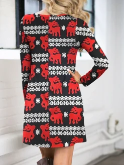 Women's Casual Dress Christmas Dress Sweatshirt Dress Butterfly Ugly Christmas Print Crew Neck Mini Dress Fashion Streetwear Christmas Street Long Sleeve Regular Fit Pink Red Fuchsia Fall Winter S M -HANs Plus Size Style Shop msefim1695888556642