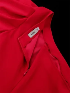 Women's Plus Size Curve Party Dress Cocktail Dress Swing Dress Plain Midi Dress Half Sleeve Pleated One Shoulder Fashion Party Red Fall Winter XL XXL 3XL 4XL -HANs Plus Size Style Shop mtsqnm1694425985067