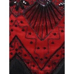 Women's Retro 1920s Fringe Dress Midi Dress Party Halloween Sequins Tassel Fringe Floral V Neck Sleeveless Regular Fit Spring Fall 2023 Black White S M L XL -HANs Plus Size Style Shop mwhvwh1692610425683