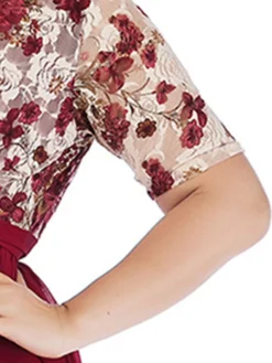 Women‘s Plus Size Curve Party Dress Cocktail Dress Wedding Guest Dress Midi Dress Black Wine Short Sleeve Floral Lace Up Summer Spring Fall V Neck Fashion Birthday Wedding Guest Vacation 2023 -HANs Plus Size Style Shop mxeaya1691399403997