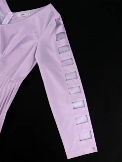 Women's Plus Size Curve Party Dress Work Dress Swing Dress Plain Midi Dress Long Sleeve Pleated Cut Out V Neck Fashion Party Purple Fall Winter XL XXL 3XL 4XL -HANs Plus Size Style Shop mxqbyk1694165777935