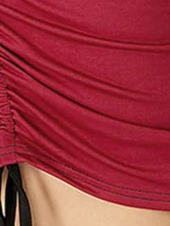 Women‘s Plus Size Curve Work Dress Sheath Dress Semi Formal Dress Fashion Mini Dress Ruched Drawstring Crew Neck Long Sleeve Plain Regular Fit Wine Purple Orange Spring Fall XL XXL 3XL 4XL 5XL -HANs Plus Size Style Shop myfprp1691402323080