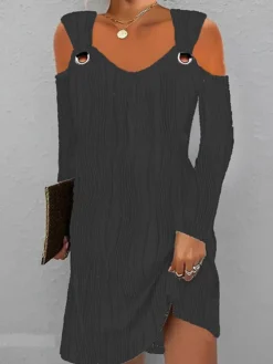 Women's Casual Dress White Dress Summer Dress Mini Dress Cold Shoulder Daily Date Going Out Fashion Basic Strap Long Sleeve 2023 Regular Fit Black White Color S M L XL Size -HANs Plus Size Style Shop naydlb1690861744220