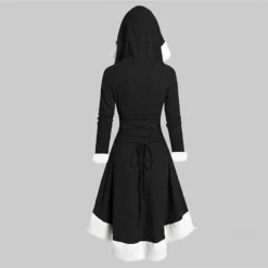 Women's Christmas Hoodie Dress Vintage Dress Midi Dress Green Black Wine Red Gray Long Sleeve Pure Color Patchwork Winter Fall Hooded Vacation Vintage 2022 S M L XL XXL 3XL -HANs Plus Size Style Shop ncmilv1667275373976