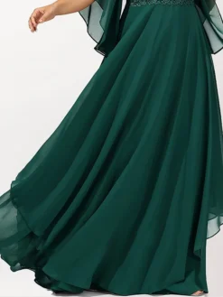 Women‘s Plus Size Curve Casual Dress Swing Dress Plain Long Dress Maxi Dress 3/4 Length Sleeve Layered V Neck Basic Outdoor Dark Green Summer Spring L XL XXL 3XL 4XL -HANs Plus Size Style Shop ndjcfz1685008005679