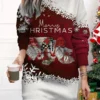 Women's Christmas Casual Dress Sweatshirt Dress Mini Dress Warm Fashion OutdoorVacation Crew Neck Print Geometric Santa ClausTree Loose Fit Black White Wine S M L XL XXL
