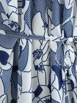 Women‘s Plus Size Curve Party Dress Shift Dress Semi Formal Dress Midi Dress Blue Short Sleeve Floral Ruffle Summer Spring Fall V Neck Fashion Wedding Guest Vacation Summer Dress 2023 -HANs Plus Size Style Shop nkxymp1691399478773