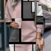 Women's Casual Dress Sweatshirt Dress Mini Dress Warm Fashion Outdoor Vacation Going Out Crew Neck Print Geometric Loose Fit Pink Blue Purple S M L XL XXL