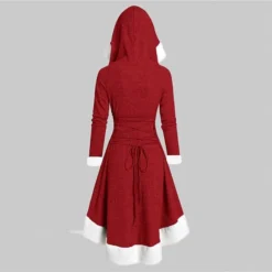 Women's Christmas Hoodie Dress Vintage Dress Midi Dress Green Black Wine Red Gray Long Sleeve Pure Color Patchwork Winter Fall Hooded Vacation Vintage 2022 S M L XL XXL 3XL -HANs Plus Size Style Shop nlxzau1667275375052