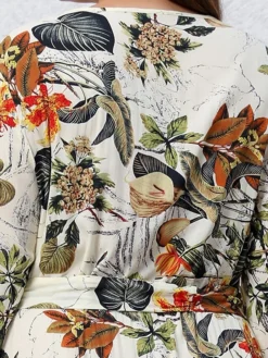 Women's Casual Dress Swing Dress Print Dress Leaf Floral Ruffle Print V Neck Long Dress Maxi Dress Fashion Streetwear Outdoor Daily Long Sleeve Regular Fit Blue Apricot Fall Winter XL XXL 3XL 4XL -HANs Plus Size Style Shop nmbzhq1697539485431