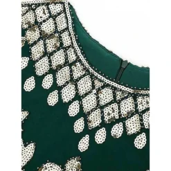 Women's Retro 1920s Fringe Dress Midi Dress Party Halloween Sequins Tassel Fringe Floral V Neck Short Sleeve Regular Fit Spring Fall 2023 Silver Black S M L XL -HANs Plus Size Style Shop nmgmrj1692849712451