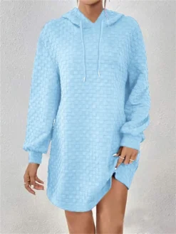 Women's Casual Dress Hoodie Dress Mini Dress Fashion Daily Outdoor Vacation Going Out Hoodie Solid Color Loose Fit Black White Pink S M L XL XXL