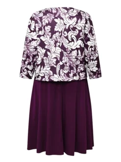 Women‘s Plus Size Curve Dress Set Print Crew Neck Long Sleeve Spring Fall Elegant Maxi Long Dress Formal Party Dress -HANs Plus Size Style Shop nntcjw1669284878318