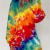 Women's Casual Dress Sweatshirt Dress Winter Dress Tie Dye Print Crew Neck Mini Dress Fashion Streetwear Outdoor Daily Long Sleeve Loose Fit White Yellow Red Fall Winter S M L XL XXL