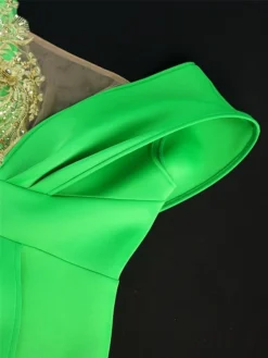 Women‘s Plus Size Curve Party Dress Cocktail Dress Wedding Guest Dress Long Dress Maxi Dress Green Short Sleeve Pure Color Lace Summer Spring Fall V Neck Fashion Wedding Guest Vacation -HANs Plus Size Style Shop nrwxag1691042879169