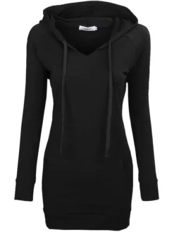 Women's Casual Dress Hoodie Dress Winter Dress Mini Dress Pocket Outdoor Daily Going Out Active Fashion Hooded Long Sleeve 2023 Loose Fit Black Red Navy Blue Color S M L XL XXL Size -HANs Plus Size Style Shop nscenp1693559088761