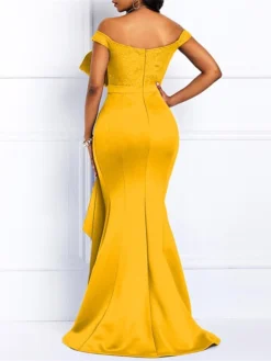 Women‘s Plus Size Curve Party Dress Color Block Off Shoulder Short Sleeve Spring Fall Stylish Prom Dress Maxi Long Dress Party Vacation Dress Sequin Dress -HANs Plus Size Style Shop ntwdyk1663739322656