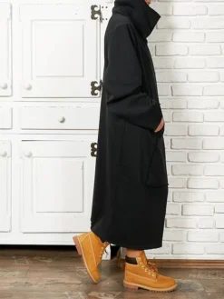 Women's Sweatshirt Dress Casual Dress Midi Dress Fashion Daily Outdoor Vacation Going Out Turtleneck Pocket Solid Color Regular Fit Black Yellow Purple S M L XL XXL -HANs Plus Size Style Shop nwjity1697541677362