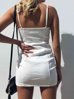 Women's Sheath Dress Mini Dress Black White Red Sleeveless Pure Color Zipper Spring Summer Spaghetti Strap Stylish Party 2022 XS S M L XL XXL 3XL -HANs Plus Size Style Shop nwvkjz1638356120431