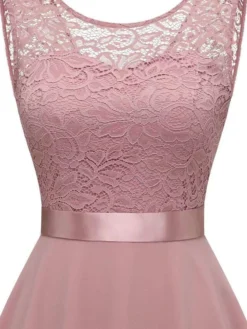 Women‘s Plus Size Curve Black Dress Easter Dress Lace Sleeveless Party Dress Solid Color Crew Neck Spring Fall Prom Dress Maxi Dress Party Club Dress Dress -HANs Plus Size Style Shop nyymoz1650968944408