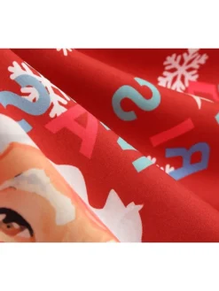 Women's Christmas Midi Dress Black Red Sleeveless Santa Claus Print Spring Summer Spaghetti Strap 2022 S M L XL 2XL -HANs Plus Size Style Shop odfbmj1667980445281