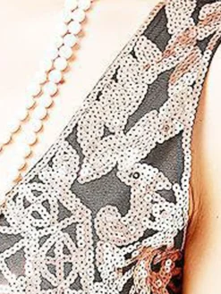 Women's Retro 1920s Sequin Dress Long Dress Maxi Dress Party Halloween Sequins Patchwork Floral Deep U Sleeveless Regular Fit Spring Fall 2023 Red Gold XS S M L -HANs Plus Size Style Shop odjmgn1692935477389