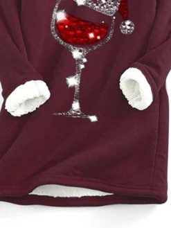 Women‘s Plus Size Christmas Casual Dress Print Crew Neck Long Sleeve Winter Fall Casual Mini Dress Daily Dress / Hoodie Dress -HANs Plus Size Style Shop odznoa1666854950922