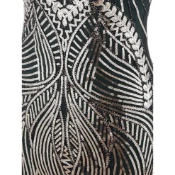 Women's Retro 1920s Fringe Dress Midi Dress Party Halloween Sequins Tassel Fringe Leaf Deep U Sleeveless Regular Fit Spring Fall 2023 Silver Black S M L XL -HANs Plus Size Style Shop okqtdc1692858234473