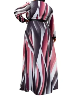 Women‘s Plus Size Curve Swing Dress Color Gradient Crew Neck Long Sleeve Fall Winter Casual Maxi Long Dress Daily Vacation Dress -HANs Plus Size Style Shop omarir1664180466729