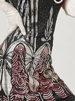 Women's Retro 1920s Sequin Dress Midi Dress Party Halloween Sequins Patchwork Leaf Deep U Sleeveless Regular Fit Spring Fall 2023 Pink Red XS S M L -HANs Plus Size Style Shop oqayho1692948631634