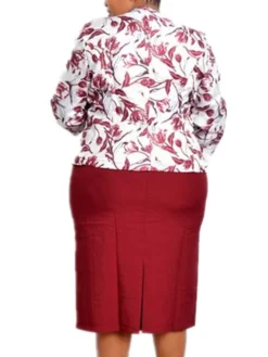 Women‘s Plus Size Curve Work Dress Floral Crew Neck 3/4 Length Sleeve Spring Fall Work Elegant Knee Length Dress Work Work Dress Dress Dress Set -HANs Plus Size Style Shop oqdykq1664268239674