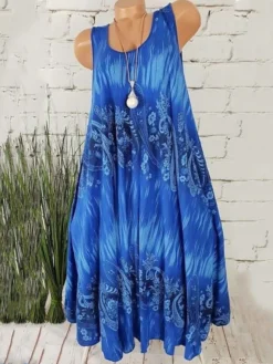 Women's Plus Size Curve Shift Dress Floral Round Neck Print Sleeveless Spring Summer Casual Short Mini Dress Casual Daily Dress -HANs Plus Size Style Shop orkfqw1653647306044